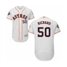 Men's Houston Astros #50 J.R. Richard White Home Flex Base Authentic Collection 2019 World Series Bound Baseball Stitched Jersey