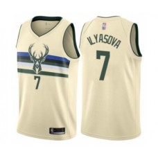 Men's Milwaukee Bucks #7 Ersan Ilyasova Authentic Cream Basketball Stitched Jersey - City Edition