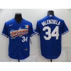 Men's Los Angeles Dodgers #34 Fernando Valenzuela Blue Authentic Stitched Jersey