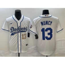 Men's Los Angeles Dodgers #13 Max Muncy Number White Cool Base Stitched Baseball Jersey