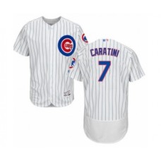 Men's Chicago Cubs #7 Victor Caratini White Home Flex Base Authentic Collection Baseball Player Stitched Jersey