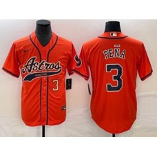 Men's Houston Astros #3 Jeremy Pena Number Orange Cool Base Stitched Baseball Jersey