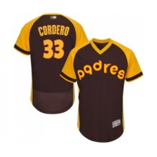 Men's San Diego Padres #33 Franchy Cordero Brown Alternate Cooperstown Authentic Collection Flex Base Baseball Jersey