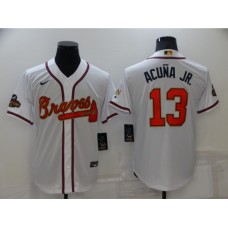 Men's Atlanta Braves #13 Ronald Acuna Jr. Nike White 2022 Gold Program Authentic Player Stitched Jersey