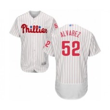 Men's Philadelphia Phillies #52 Jose Alvarez White Home Flex Base Authentic Collection Baseball Player Stitched Jersey