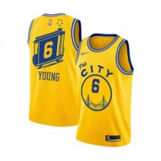 Men's Golden State Warriors #6 Nick Young Authentic Gold Hardwood Classics Basketball Stitched Jersey - The City Classic Edition