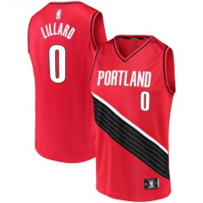 Men's Portland Trail Blazers #0 Damian Lillard Fanatics Branded Red 2020-21 Fast Break Replica Stitched Jersey