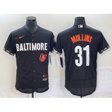 Men's Baltimore Orioles #31 Cedric Mullins Black 2023 City Connect Flex Base Stitched Jersey