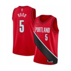 Men's Portland Trail Blazers #5 Rodney Hood Authentic Red Finished Basketball Stitched Jersey - Statement Edition