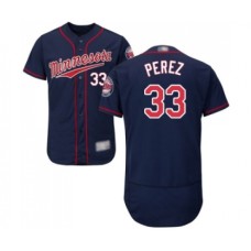 Men's Minnesota Twins #33 Martin Perez Navy Blue Alternate Flex Base Authentic Collection Baseball Jersey