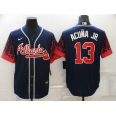 Men's Atlanta Braves #13 Ronald Acuna Jr. 2021 City Connect Navy Cool Base Stitched Baseball Jersey