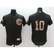 Men's Majestic Chicago Cubs #10 Ron Santo Authentic Green Salute to Service Stitched Jersey