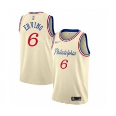 Men's Philadelphia 76ers #6 Julius Erving Swingman Cream Basketball Stitched Jersey - 2019 20 City Edition