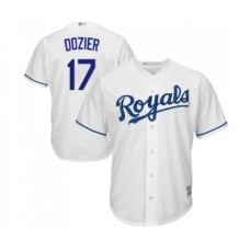 Men's Kansas City Royals #17 Hunter Dozier Replica White Home Cool Base Baseball Jersey