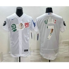 Men's Los Angeles Dodgers #7 Julio Urias White With Vin Scully Flex Base Stitched Baseball Jerseys