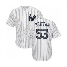 Men's New York Yankees #53 Zach Britton Authentic White Team Logo Fashion Baseball Jersey