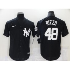 Men's New York Yankees #48 Anthony Rizzo Black Throwback Stitched Jersey