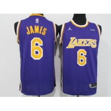 Men's Los Angeles Lakers #6 LeBron James Purple Basketball Swingman Association Edition Stitched Jersey