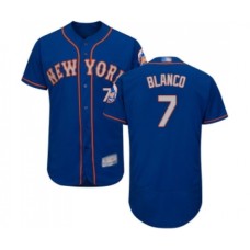 Men's New York Mets #7 Gregor Blanco Royal Gray Alternate Flex Base Authentic Collection Baseball Jersey