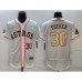 Men's Houston Astros #30 Kyle Tucker Number 2023 White Gold World Serise Champions Flex Base Stitched Jersey2