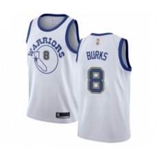 Men's Golden State Warriors #8 Alec Burks Authentic White Hardwood Classics Basketball Jersey