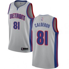 Men's Nike Detroit Pistons #81 Jose Calderon Authentic Silver NBA Jersey Statement Edition