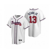 Men's Atlanta Braves #13 Ronald Acuna Jr. Nike White 2020 Replica Home Stitched Jersey