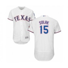 Men's Texas Rangers #15 Nick Solak White Home Flex Base Authentic Collection Baseball Player Stitched Jersey