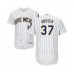 Men's Milwaukee Brewers #37 Adrian Houser White Home Flex Base Authentic Collection Baseball Player Stitched Jersey