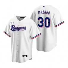 Men's Nike Texas Rangers #30 Nomar Mazara White Home Stitched Baseball Jersey