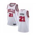 Men's Chicago Bulls #21 Thaddeus Young Authentic White Basketball Jersey - Association Edition