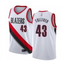 Men's Portland Trail Blazers #43 Anthony Tolliver Authentic White Basketball Jersey - Association Edition