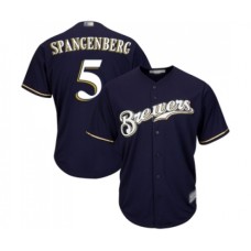 Men's Milwaukee Brewers #5 Cory Spangenberg Replica Navy Blue Alternate Cool Base Baseball Jersey