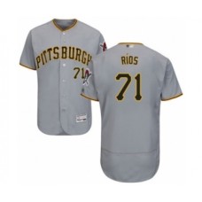 Men's Pittsburgh Pirates #71 Yacksel Rios Grey Road Flex Base Authentic Collection Baseball Player Stitched Jersey