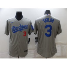 Men's Nike Los Angeles Dodgers #3 Chris Taylor Gray Elite Stitched Jersey