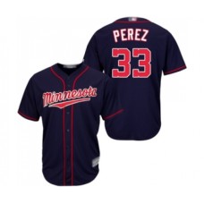 Men's Minnesota Twins #33 Martin Perez Replica Navy Blue Alternate Road Cool Base Baseball Jersey