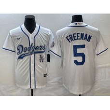 Men's Los Angeles Dodgers #5 Freddie Freeman White Cool Base Stitched Baseball Jersey