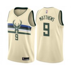 Men's Milwaukee Bucks #9 Wesley Matthews Authentic Cream Basketball Stitched Jersey - City Edition