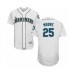 Men's Seattle Mariners #25 Dylan Moore White Home Flex Base Authentic Collection Baseball Player Stitched Jersey