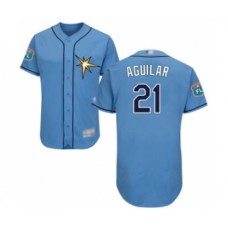 Men's Tampa Bay Rays #21 Jesus Aguilar Light Blue Flexbase Authentic Collection Baseball Player Stitched Jersey