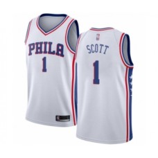 Men's Philadelphia 76ers #1 Mike Scott Authentic White Basketball Stitched Jersey - Association Edition