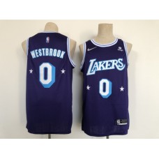 Men's Los Angeles Lakers #0 Russell Westbrook Nike Purple 2021-22 Swingman City Stitched Jersey