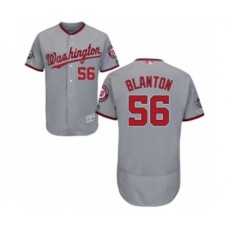 Men's Washington Nationals #56 Joe Blanton Grey Road Flex Base Authentic Collection 2019 World Series Champions Baseball Stitched Jersey