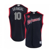 Men's Milwaukee Brewers #10 Yasmani Grandal Authentic Navy Blue National League 2019 Baseball All-Star Jersey