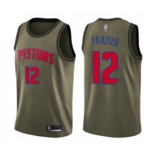 Men's Detroit Pistons #12 Tim Frazier Swingman Green Salute to Service Basketball Stitched Jersey