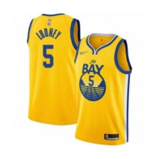 Men's Golden State Warriors #5 Kevon Looney Authentic Gold Finished Basketball Stitched Jersey - Statement Edition