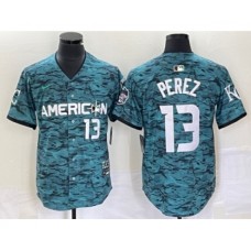 Men's Nike Kansas City Royals #13 Salvador Perez Teal 2023 All Star Cool Base Stitched Baseball Jersey