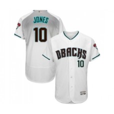 Men's Arizona Diamondbacks #10 Adam Jones White Teal Alternate Authentic Collection Flex Base Baseball Jersey