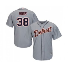 Men's Detroit Tigers #38 Tyson Ross Replica Grey Road Cool Base Baseball Jersey