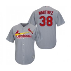 Men's St. Louis Cardinals #38 Jose Martinez Replica Grey Road Cool Base Baseball Jersey